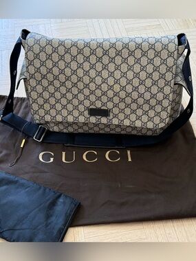 GUCCI GG CANVAS DIAPER BAG WITH CHANGING PAD & DUST BAG